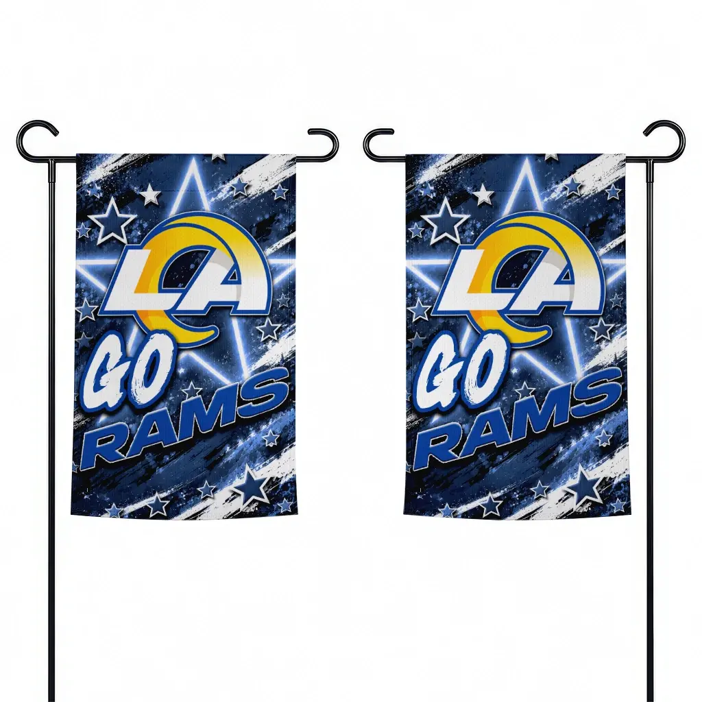 Los Angeles Rams Garden Flag Custom Glowing Star Blue Fashion Forward Los Angeles Rams Garden Flag Custom Glowing Star Blue Fashion Forward