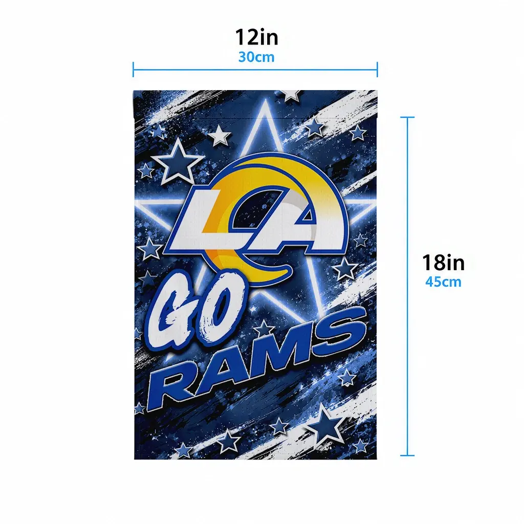Los Angeles Rams Garden Flag Custom Glowing Star Blue High Quality Los Angeles Rams Garden Flag Custom Glowing Star Blue High Quality