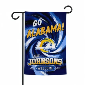 Los Angeles Rams Garden Flag Custom Swirl Vortex Blue Best Selling