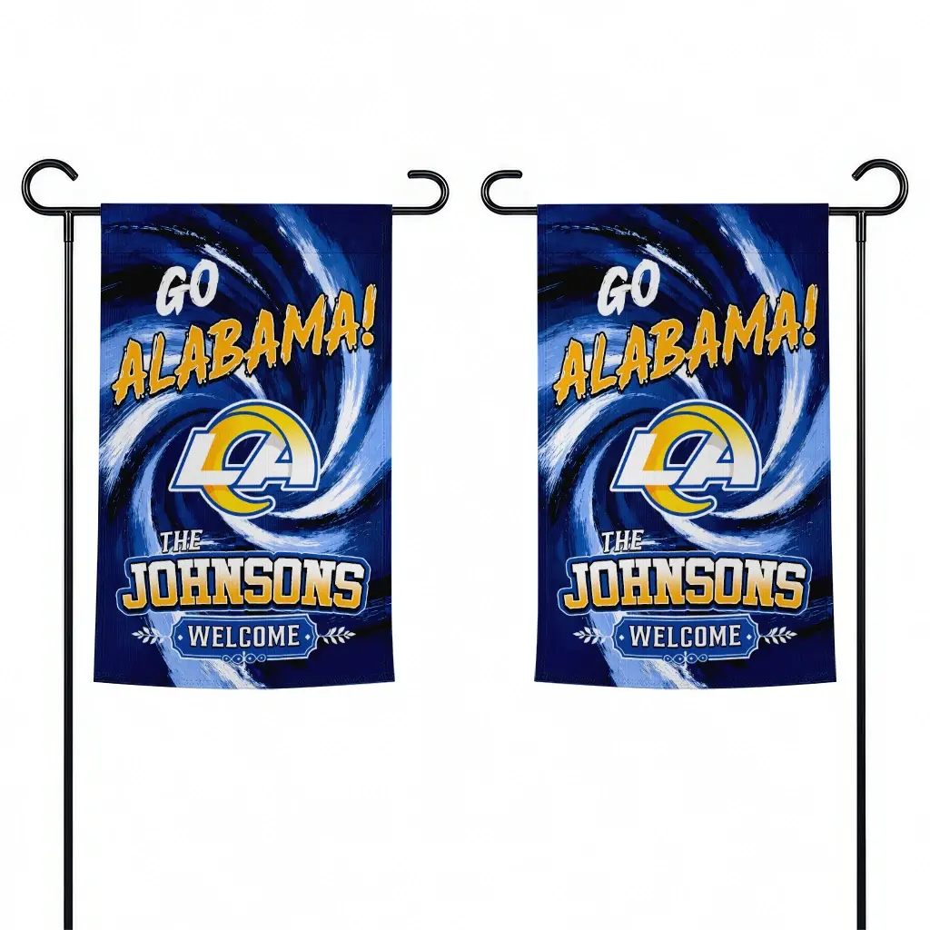 Los Angeles Rams Garden Flag Custom Swirl Vortex Blue Fashion Forward Los Angeles Rams Garden Flag Custom Swirl Vortex Blue Fashion Forward