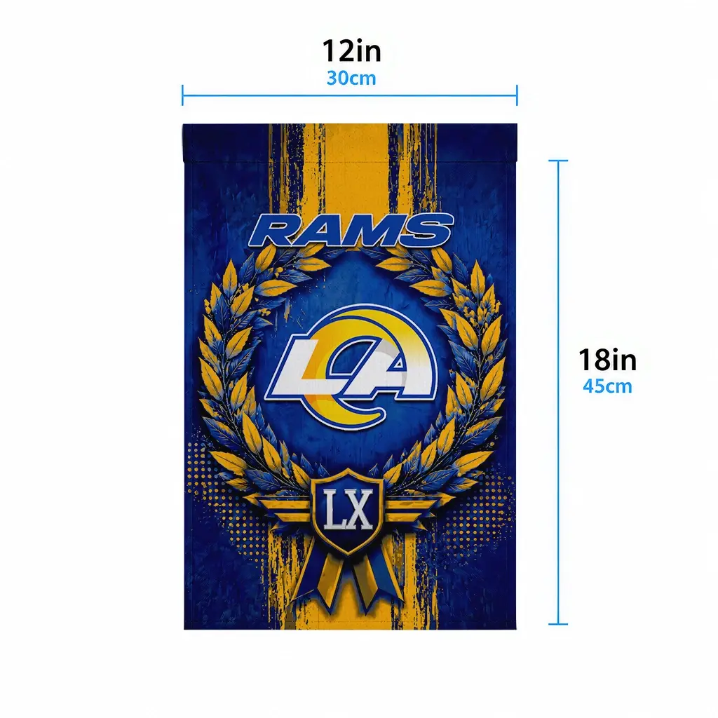 Los Angeles Rams Garden Flag Customized Laurel Wreath Blue High Quality Los Angeles Rams Garden Flag Customized Laurel Wreath Blue High Quality