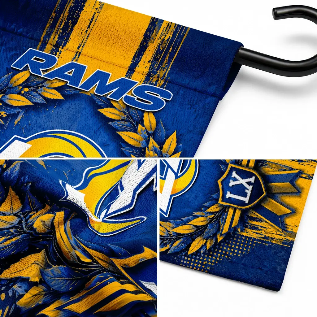 Los Angeles Rams Garden Flag Customized Laurel Wreath Blue Latest Model Los Angeles Rams Garden Flag Customized Laurel Wreath Blue Latest Model