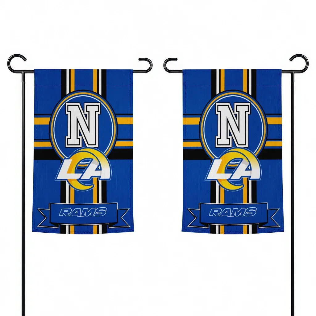 Los Angeles Rams Garden Flag Personalized Circle Medallion Blue Fashion Forward Los Angeles Rams Garden Flag Personalized Circle Medallion Blue Fashion Forward