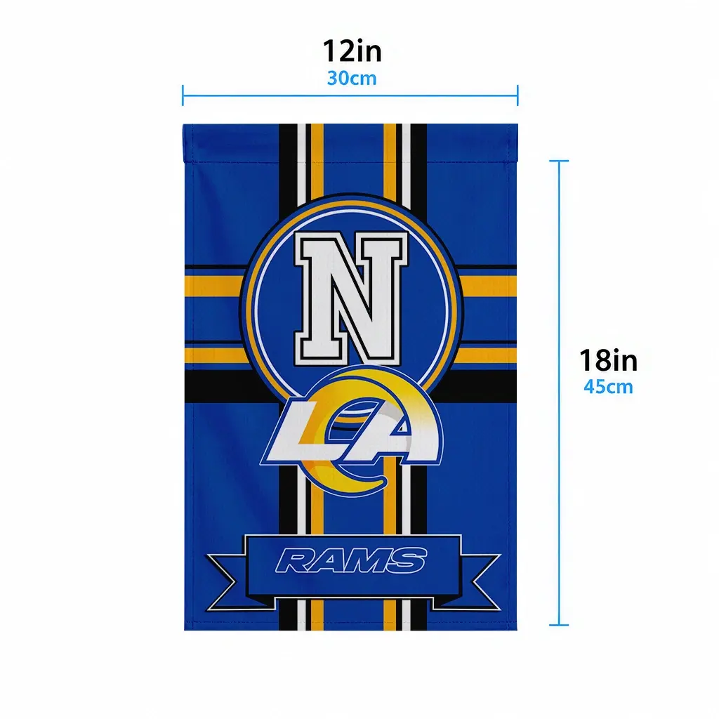 Los Angeles Rams Garden Flag Personalized Circle Medallion Blue High Quality Los Angeles Rams Garden Flag Personalized Circle Medallion Blue High Quality