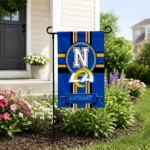 Los Angeles Rams Garden Flag Personalized Circle Medallion Blue Best Selling