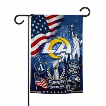 Los Angeles Rams Garden Flag - Personalized Icon Collage Blue