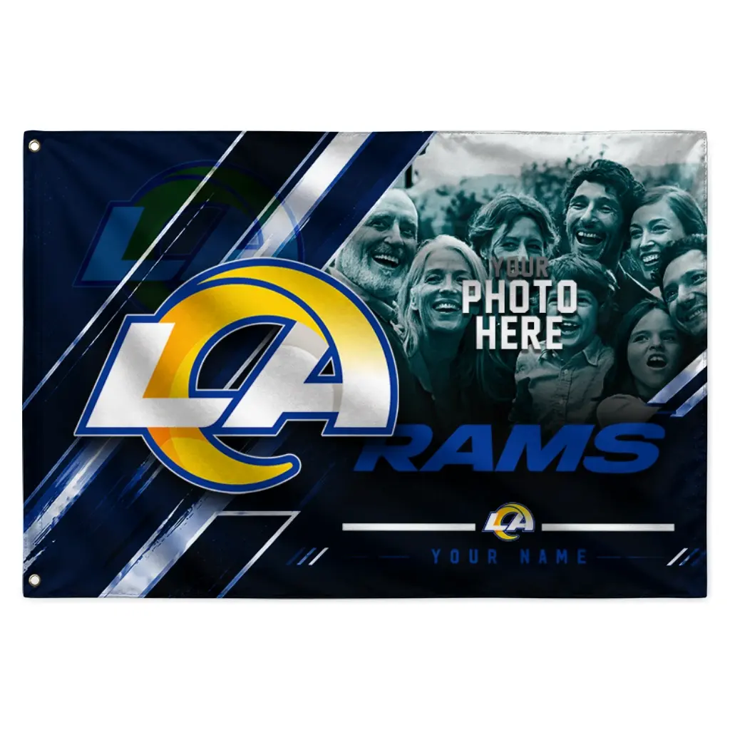 Los Angeles Rams House Flag Custom Diagonal Stripes Blue Best Selling Los Angeles Rams House Flag Custom Diagonal Stripes Blue Best Selling