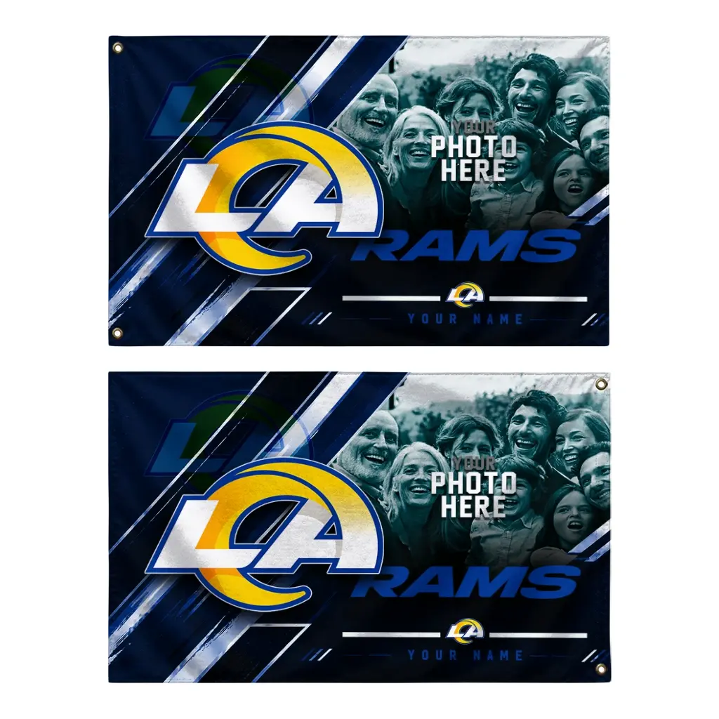 Los Angeles Rams House Flag Custom Diagonal Stripes Blue Fashion Forward Los Angeles Rams House Flag Custom Diagonal Stripes Blue Fashion Forward