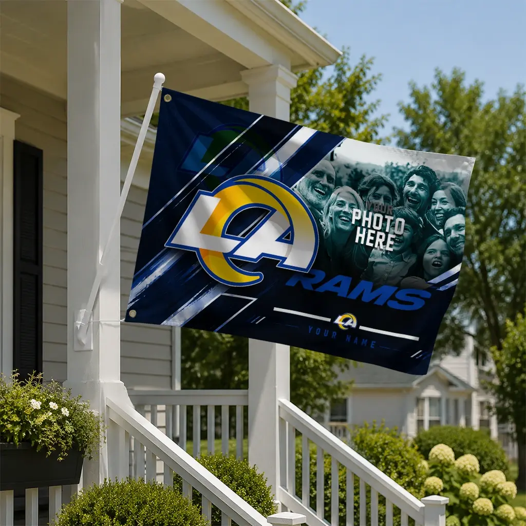 Los Angeles Rams House Flag Custom Diagonal Stripes Blue New Arrival Los Angeles Rams House Flag Custom Diagonal Stripes Blue New Arrival