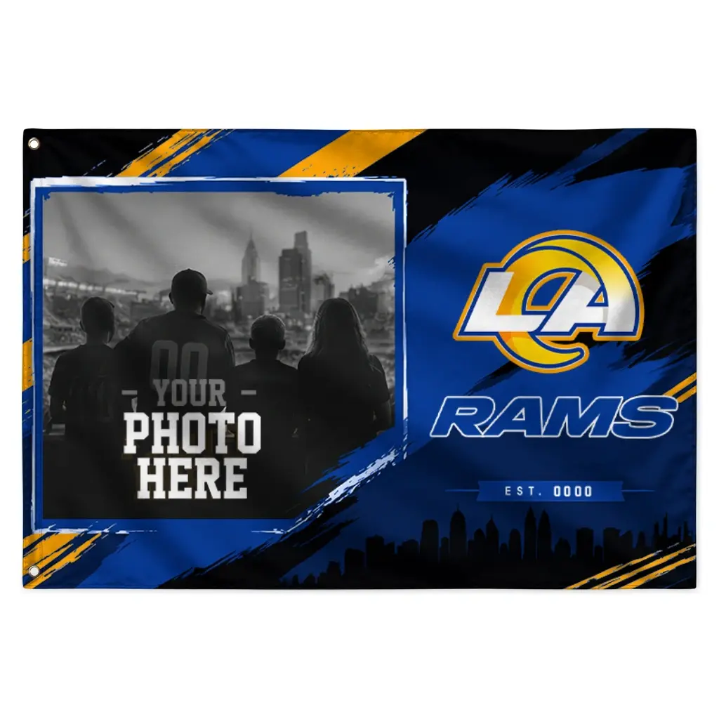 Los Angeles Rams House Flag Customized Framed Photo Blue Black Best Selling Los Angeles Rams House Flag Customized Framed Photo Blue Black Best Selling