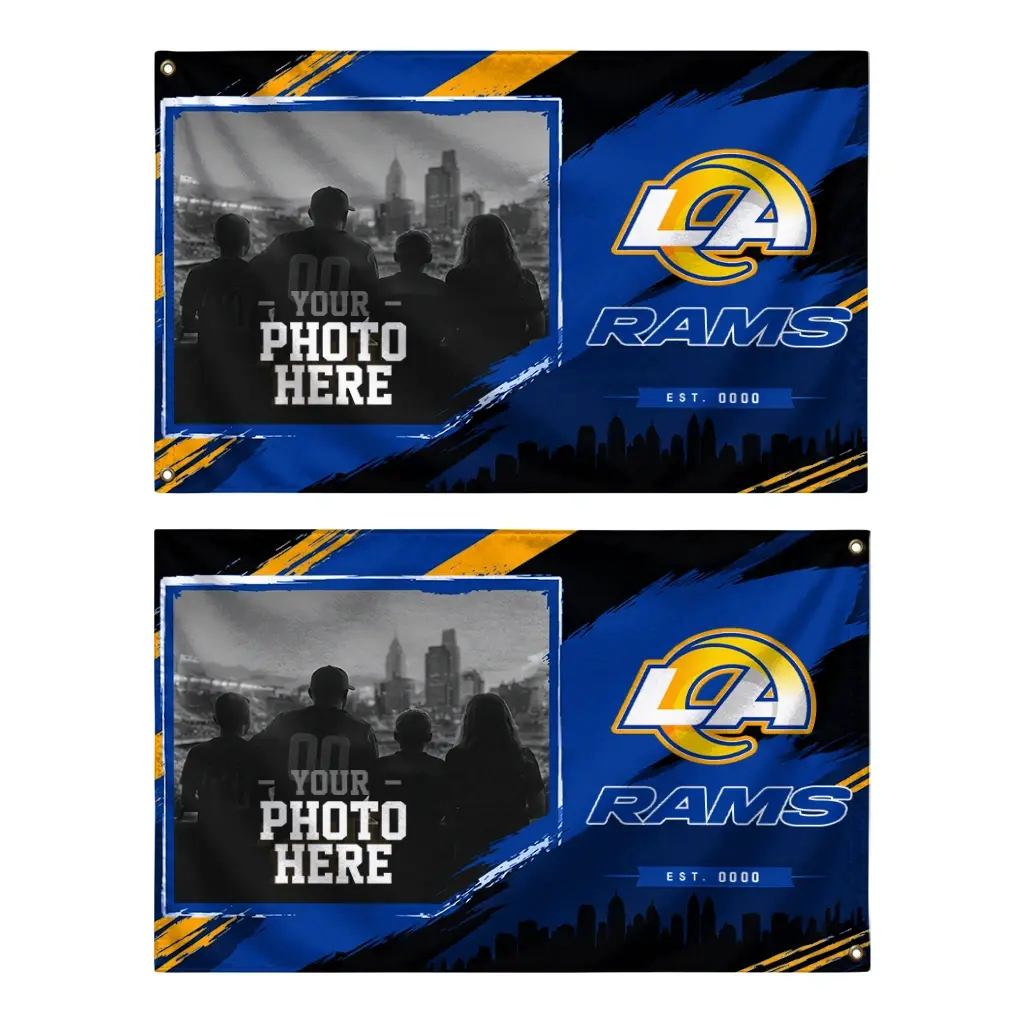 Los Angeles Rams House Flag Customized Framed Photo Blue Black Fashion Forward Los Angeles Rams House Flag Customized Framed Photo Blue Black Fashion Forward