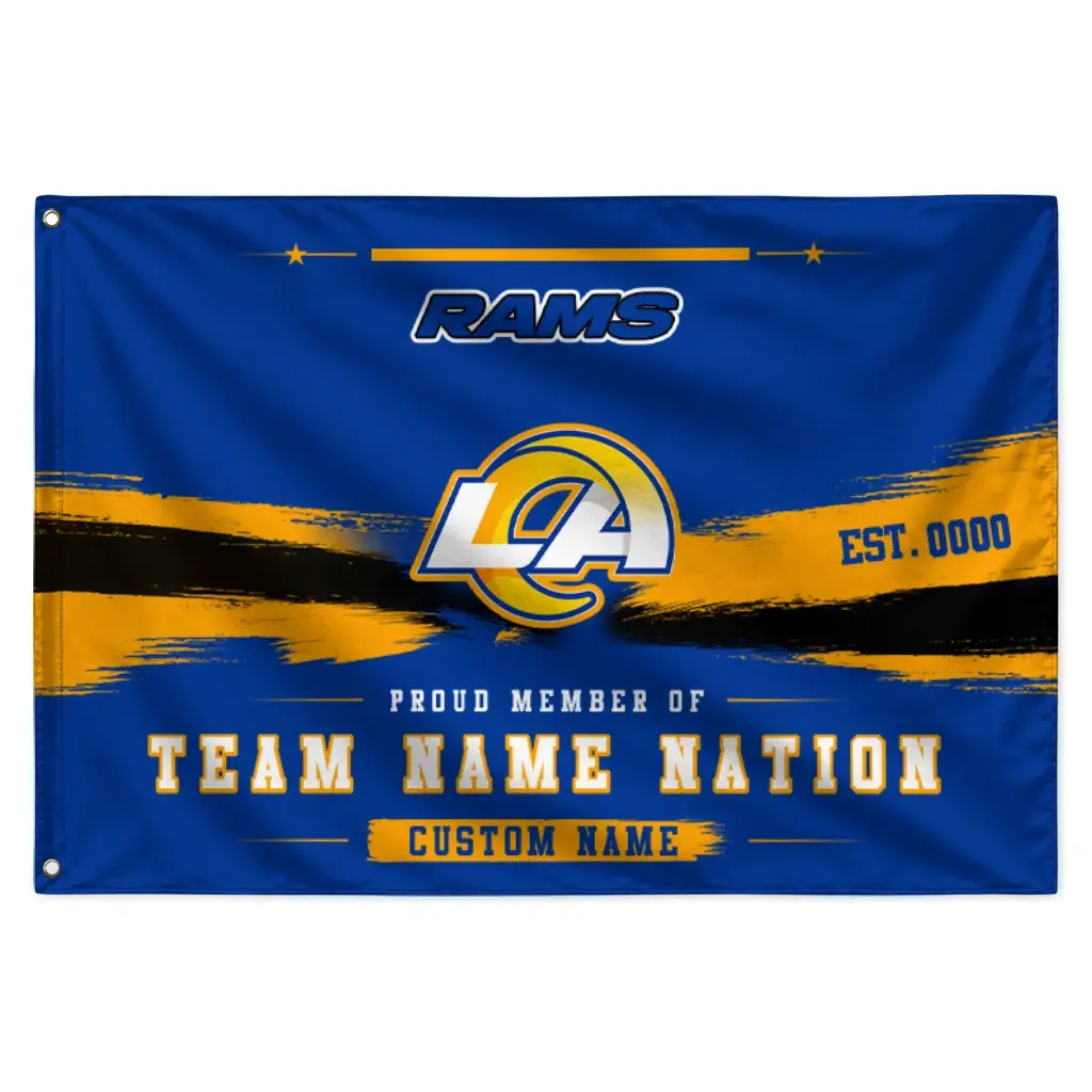 Los Angeles Rams House Flag Personalized Brushed Streaks Blue Best Selling Los Angeles Rams House Flag Personalized Brushed Streaks Blue Best Selling