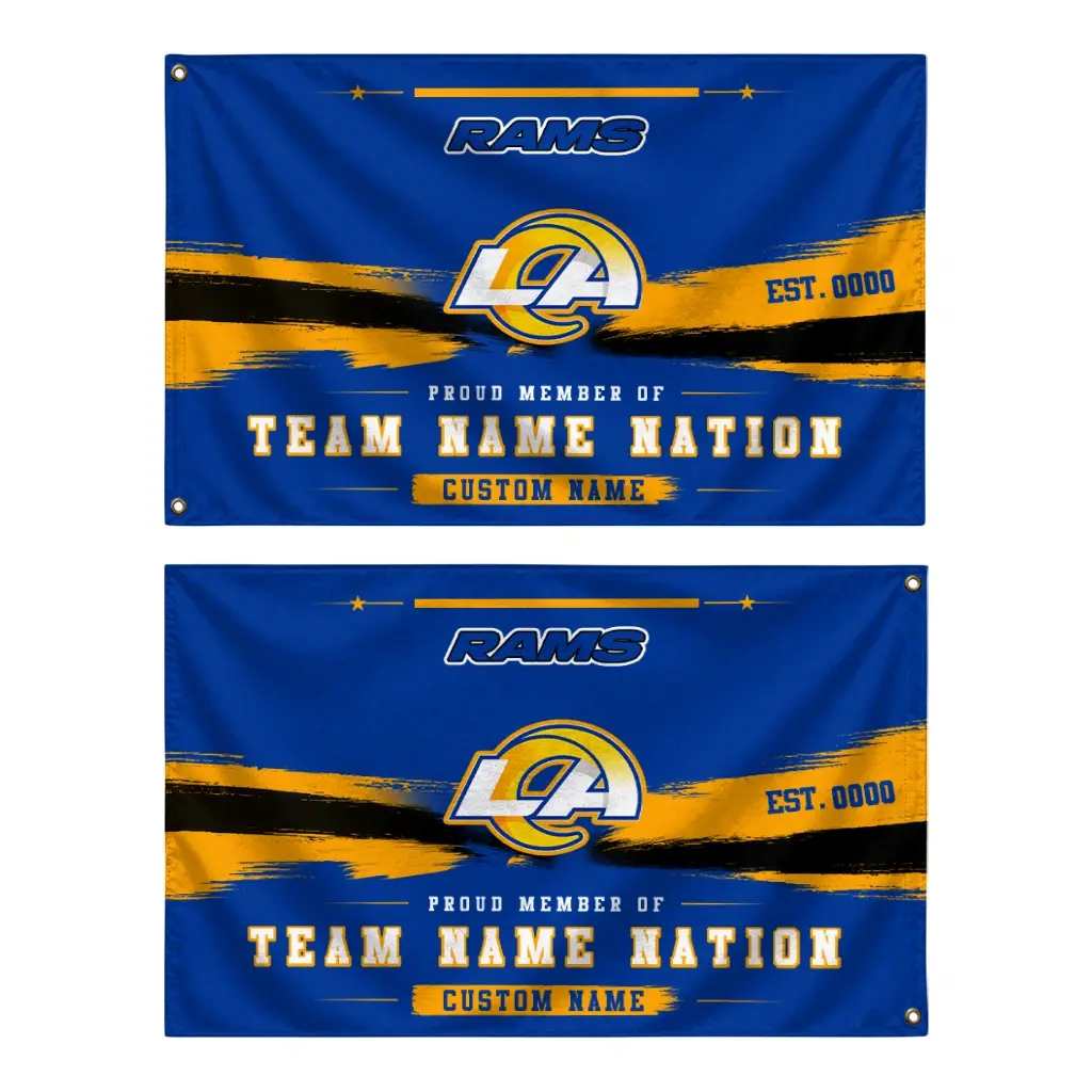 Los Angeles Rams House Flag Personalized Brushed Streaks Blue Fashion Forward Los Angeles Rams House Flag Personalized Brushed Streaks Blue Fashion Forward