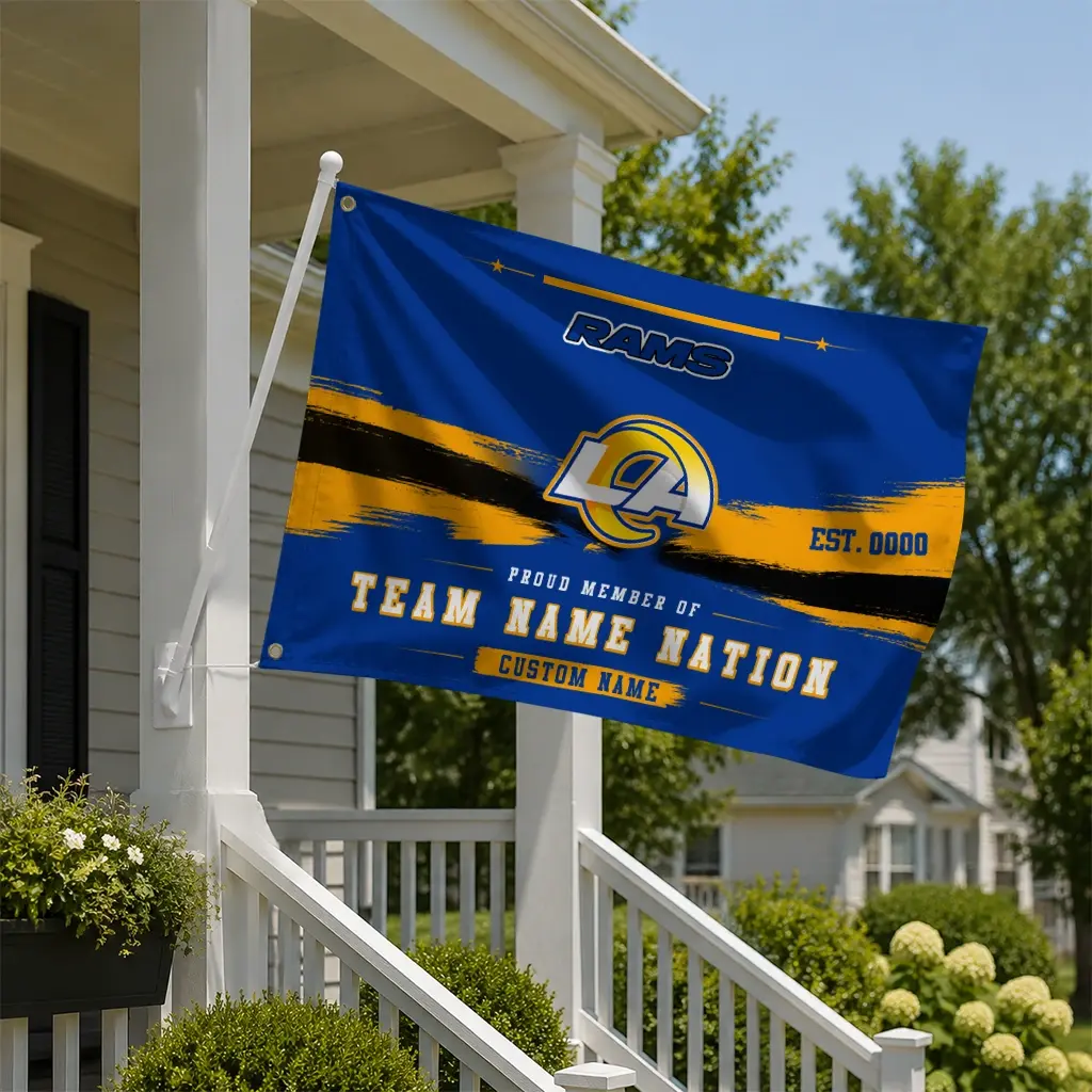 Los Angeles Rams House Flag Personalized Brushed Streaks Blue New Arrival Los Angeles Rams House Flag Personalized Brushed Streaks Blue New Arrival