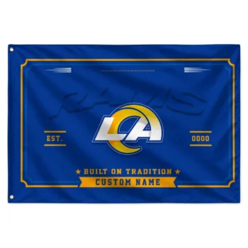 Los Angeles Rams House Flag Personalized Ornate Border Blue Best Selling