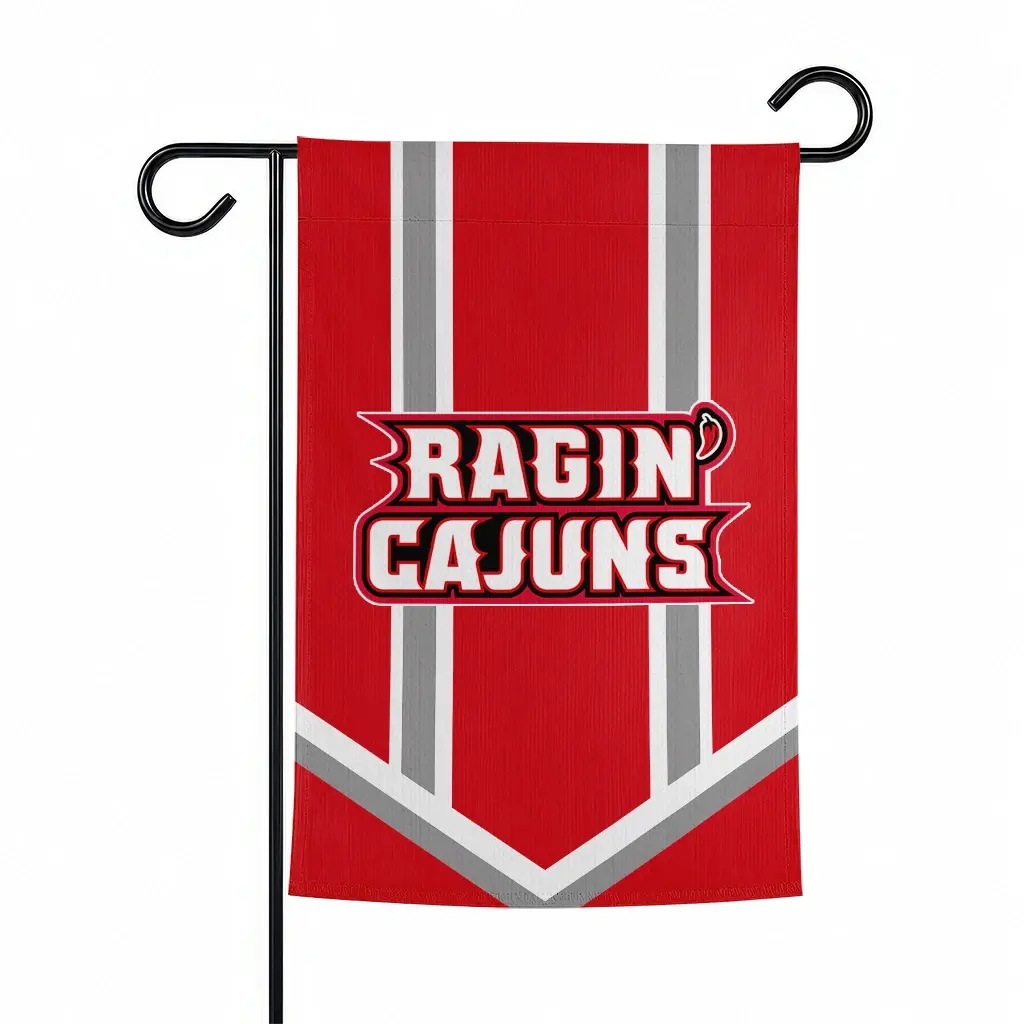 Louisiana Ragin Cajuns Garden Flag Personalized Chevron Stripes Red Best Selling Louisiana Ragin Cajuns Garden Flag Personalized Chevron Stripes Red Best Selling