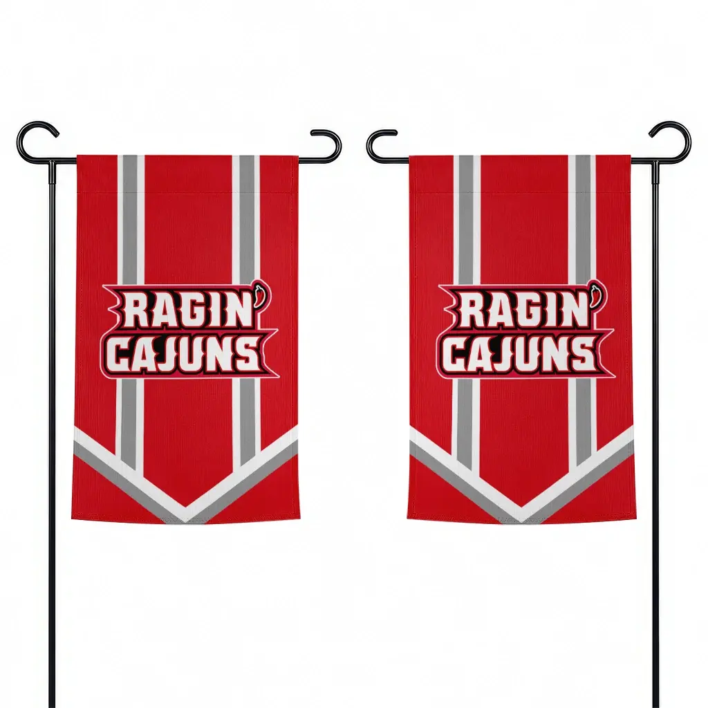 Louisiana Ragin Cajuns Garden Flag Personalized Chevron Stripes Red Fashion Forward Louisiana Ragin Cajuns Garden Flag Personalized Chevron Stripes Red Fashion Forward
