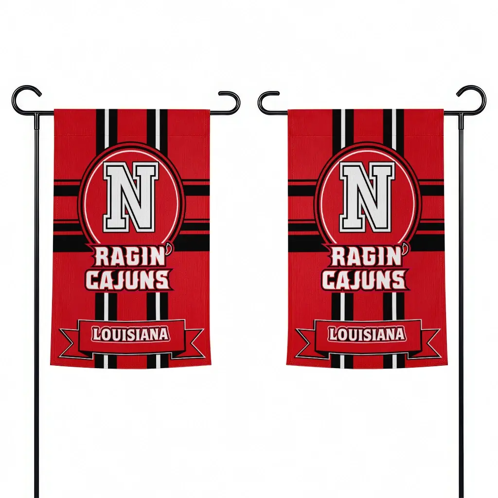 Louisiana Ragin Cajuns Garden Flag Personalized Circle Medallion Red Fashion Forward Louisiana Ragin Cajuns Garden Flag Personalized Circle Medallion Red Fashion Forward