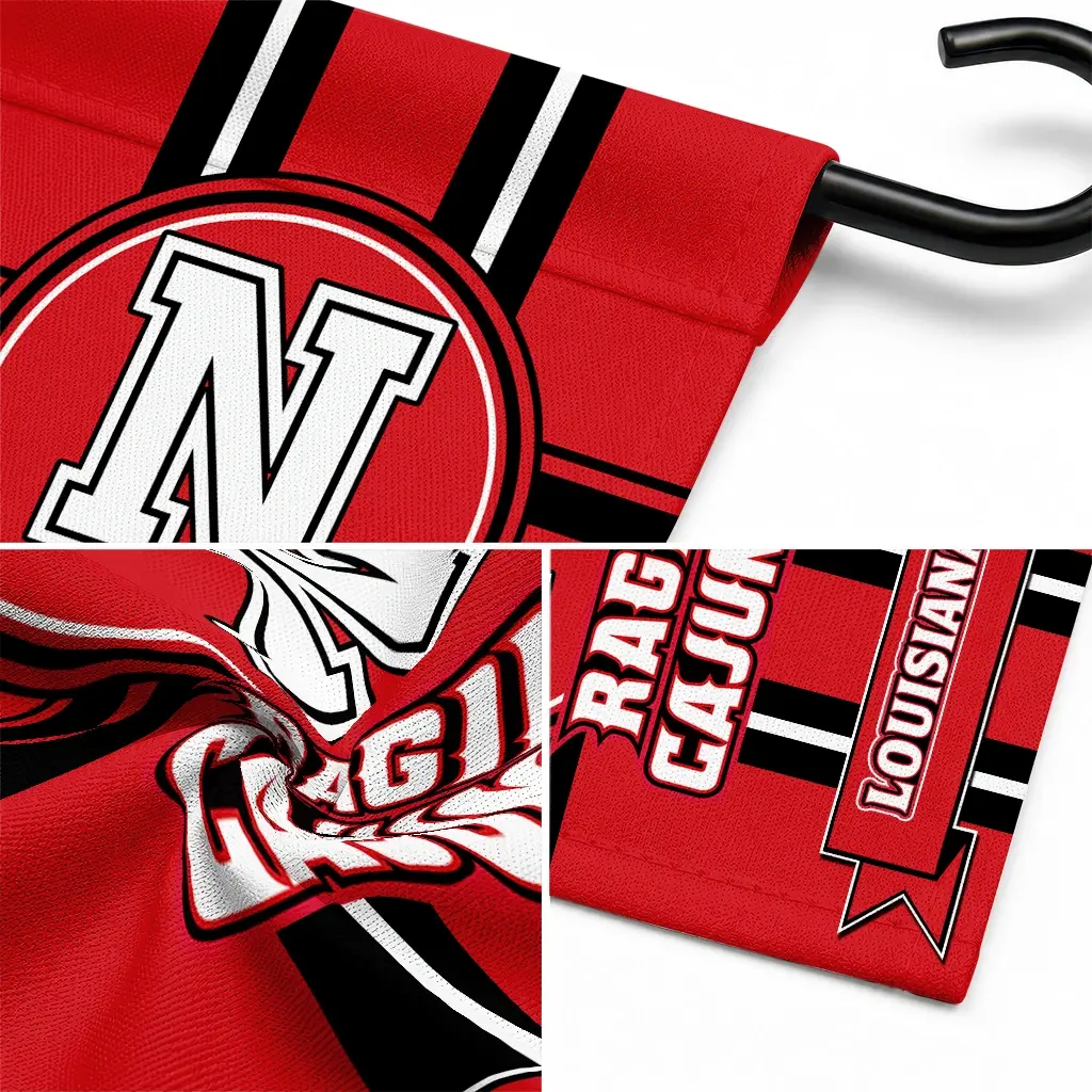 Louisiana Ragin Cajuns Garden Flag Personalized Circle Medallion Red Latest Model Louisiana Ragin Cajuns Garden Flag Personalized Circle Medallion Red Latest Model