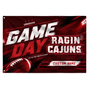 Louisiana Ragin Cajuns House Flag Custom Action Streaks Red Best Selling