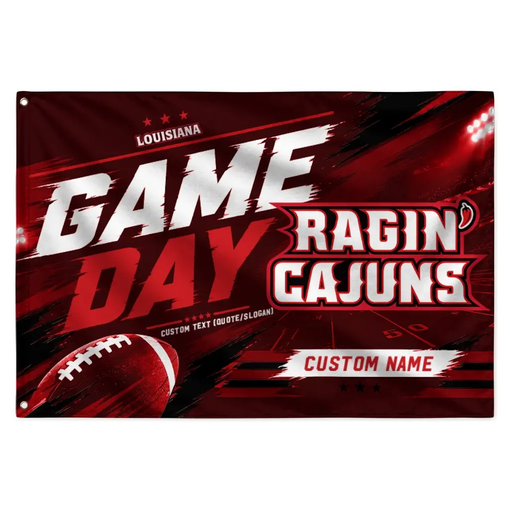 Louisiana Ragin Cajuns House Flag Custom Action Streaks Red Best Selling Louisiana Ragin Cajuns House Flag Custom Action Streaks Red Best Selling