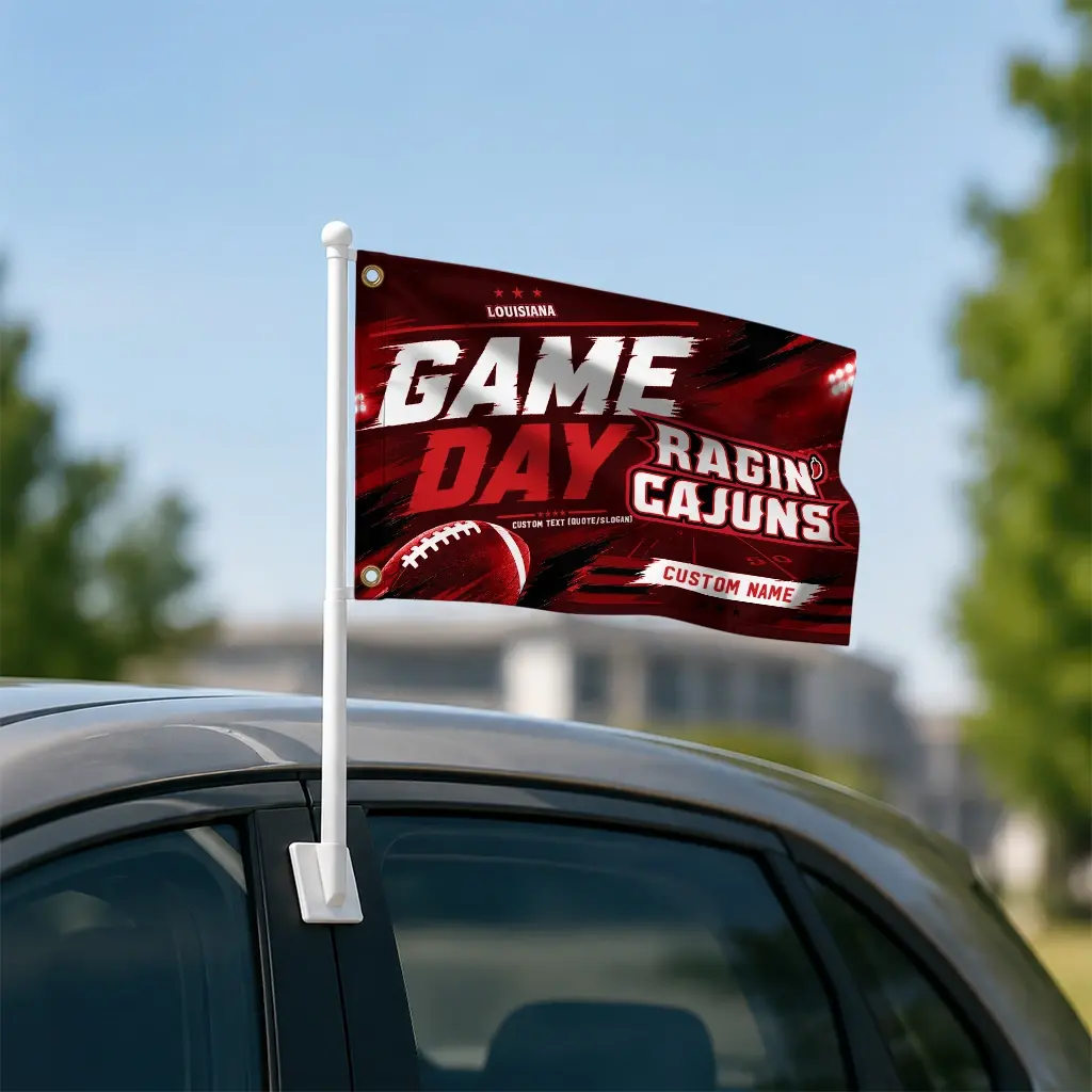 Louisiana Ragin Cajuns House Flag Custom Action Streaks Red Latest Model Louisiana Ragin Cajuns House Flag Custom Action Streaks Red Latest Model