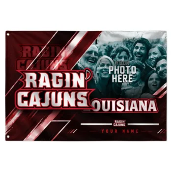 Louisiana Ragin Cajuns House Flag Custom Diagonal Stripes Red Best Selling