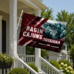 Louisiana Ragin Cajuns House Flag Custom Diagonal Stripes Red Best Selling