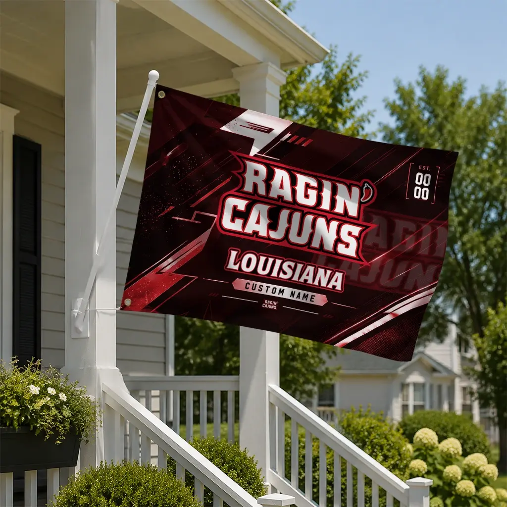 Louisiana Ragin Cajuns House Flag Customized Speed Slashes Red New Arrival Louisiana Ragin Cajuns House Flag Customized Speed Slashes Red New Arrival