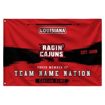 Louisiana Ragin Cajuns House Flag Personalized Brushed Streaks Red Best Selling