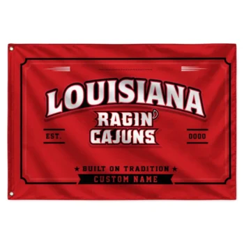 Louisiana Ragin Cajuns House Flag Personalized Ornate Border Red Best Selling