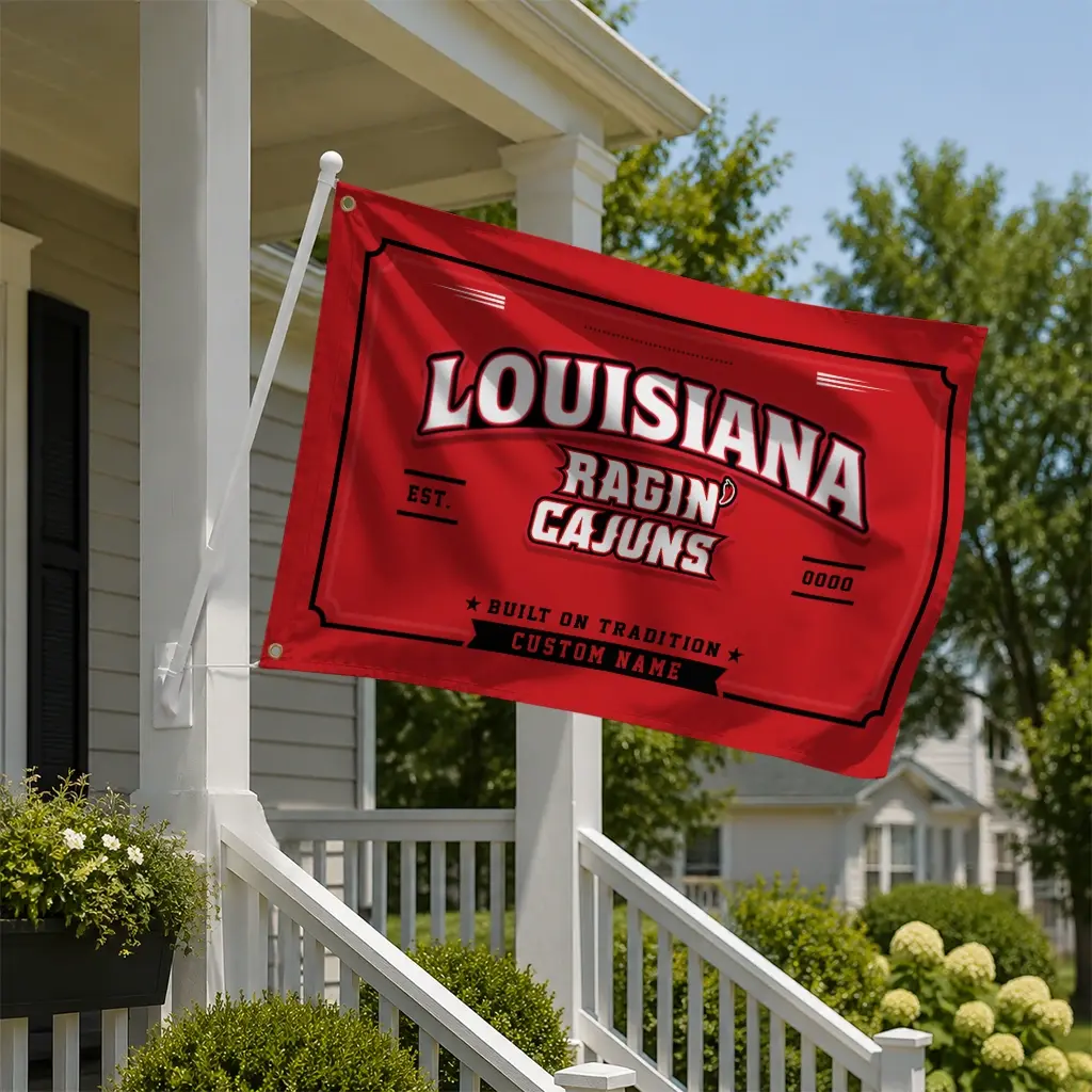 Louisiana Ragin Cajuns House Flag Personalized Ornate Border Red New Arrival Louisiana Ragin Cajuns House Flag Personalized Ornate Border Red New Arrival