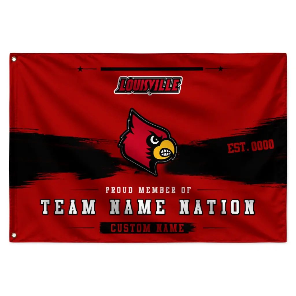 Louisville Cardinals House Flag Custom Brushed Streaks Red Best Selling Louisville Cardinals House Flag Custom Brushed Streaks Red Best Selling