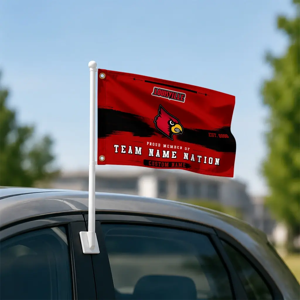 Louisville Cardinals House Flag Custom Brushed Streaks Red Latest Model Louisville Cardinals House Flag Custom Brushed Streaks Red Latest Model