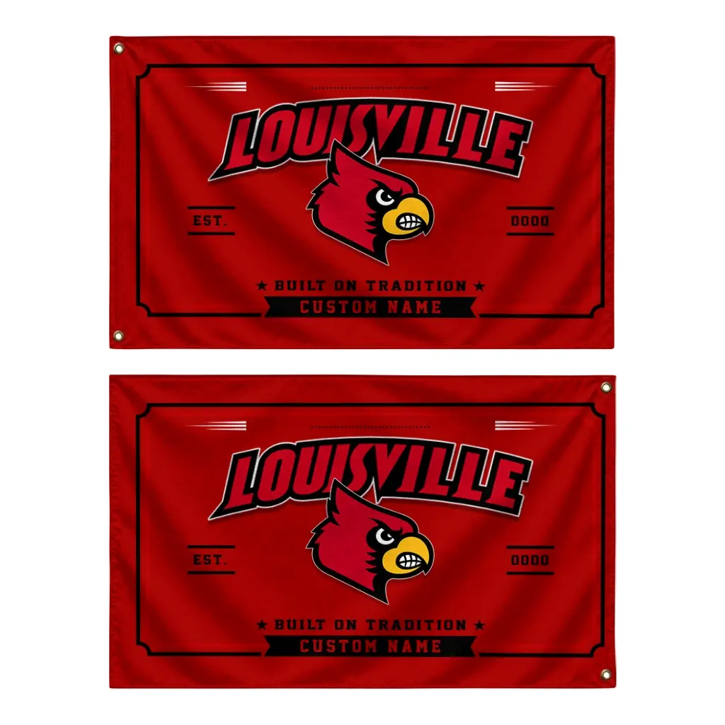 Louisville Cardinals House Flag Custom Ornate Border Red Fashion Forward Louisville Cardinals House Flag Custom Ornate Border Red Fashion Forward