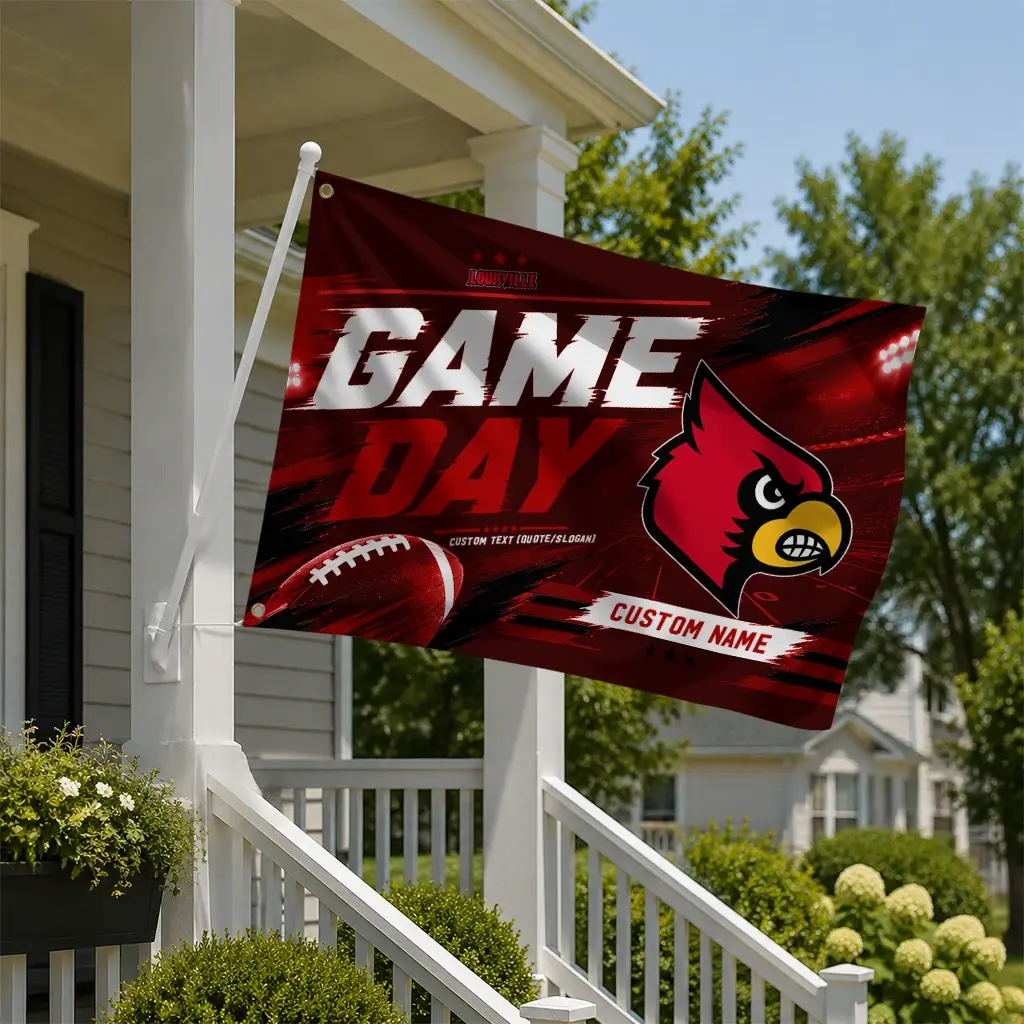 Louisville Cardinals House Flag Customized Action Streaks Red New Arrival Louisville Cardinals House Flag Customized Action Streaks Red New Arrival