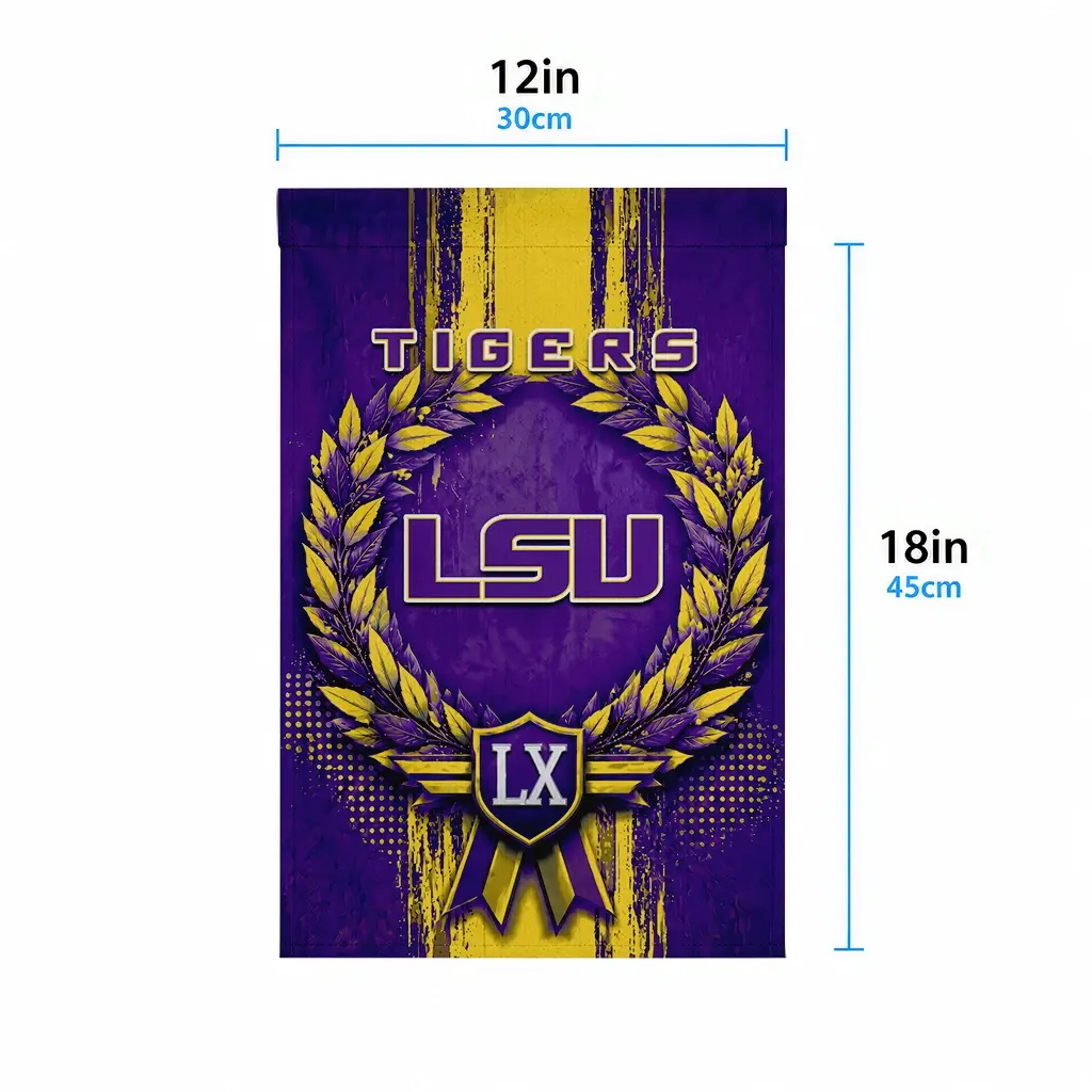 Lsu Tigers Garden Flag Custom Laurel Wreath Purple High Quality Lsu Tigers Garden Flag Custom Laurel Wreath Purple High Quality