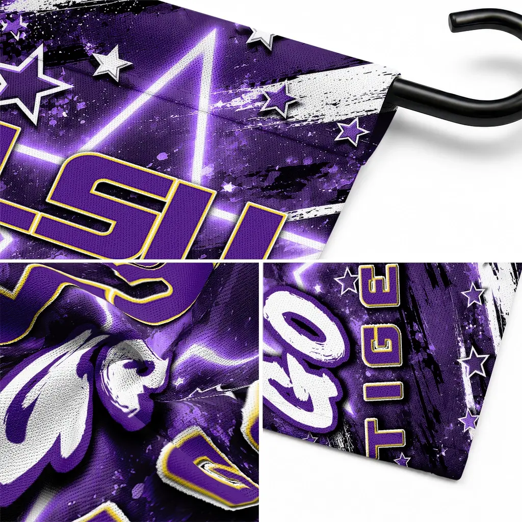 Lsu Tigers Garden Flag Personalized Glowing Star Purple Latest Model Lsu Tigers Garden Flag Personalized Glowing Star Purple Latest Model
