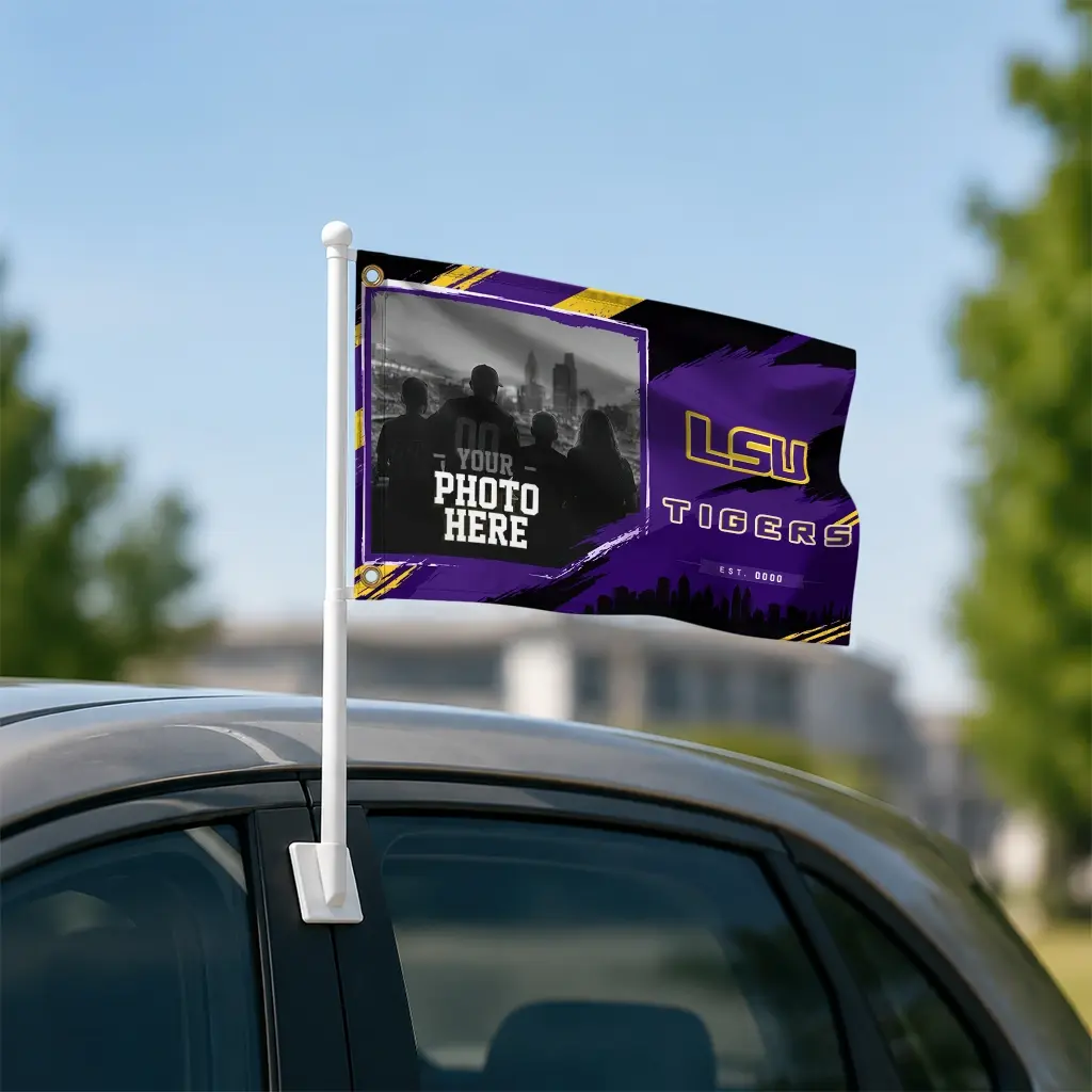 Lsu Tigers House Flag Custom Framed Photo Purple Black Latest Model Lsu Tigers House Flag Custom Framed Photo Purple Black Latest Model