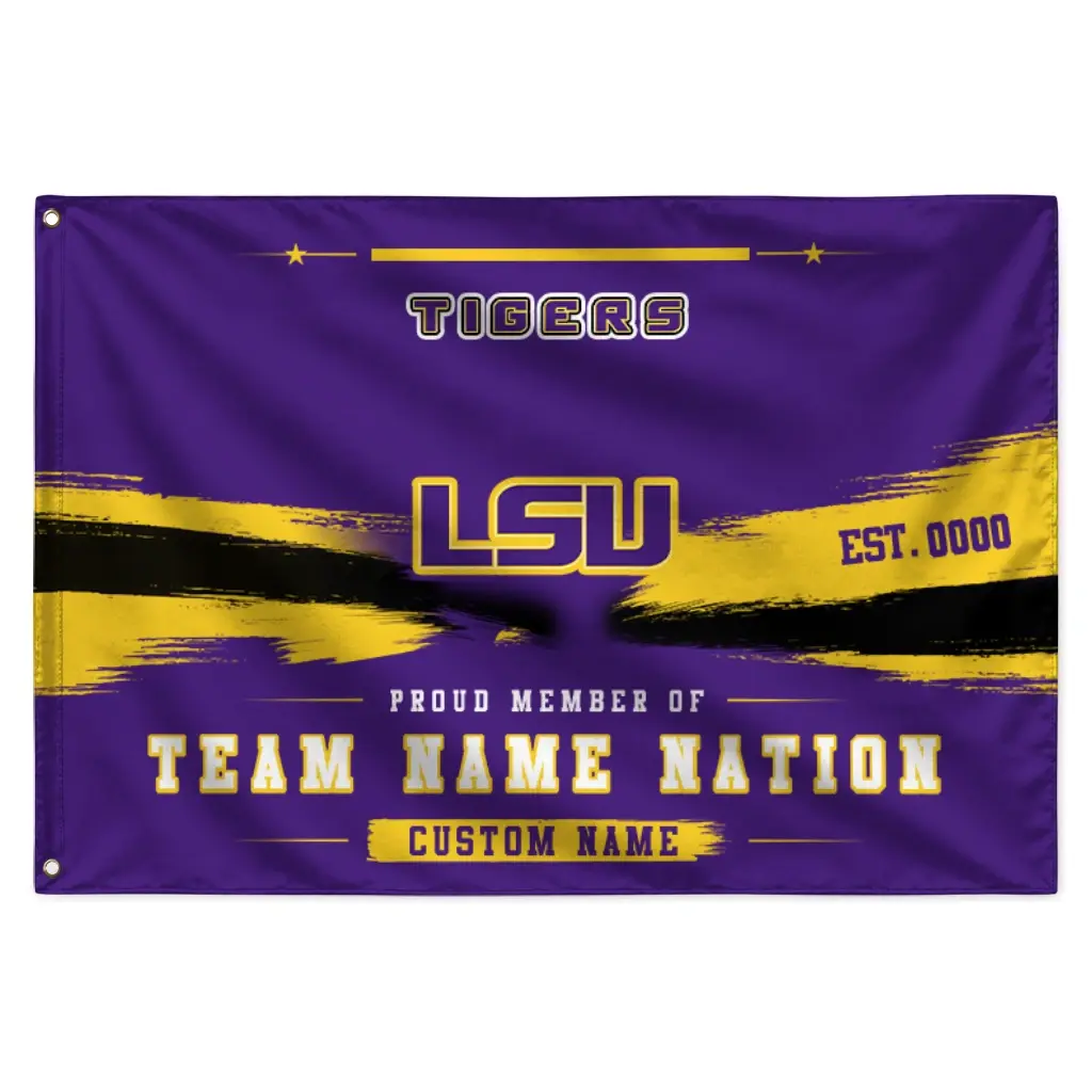Lsu Tigers House Flag Customized Brushed Streaks Purple Best Selling Lsu Tigers House Flag Customized Brushed Streaks Purple Best Selling