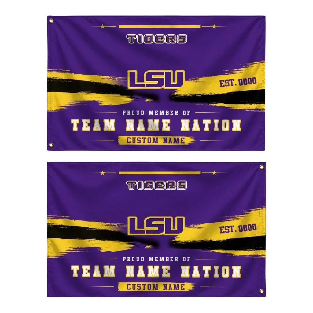 Lsu Tigers House Flag Customized Brushed Streaks Purple Fashion Forward Lsu Tigers House Flag Customized Brushed Streaks Purple Fashion Forward