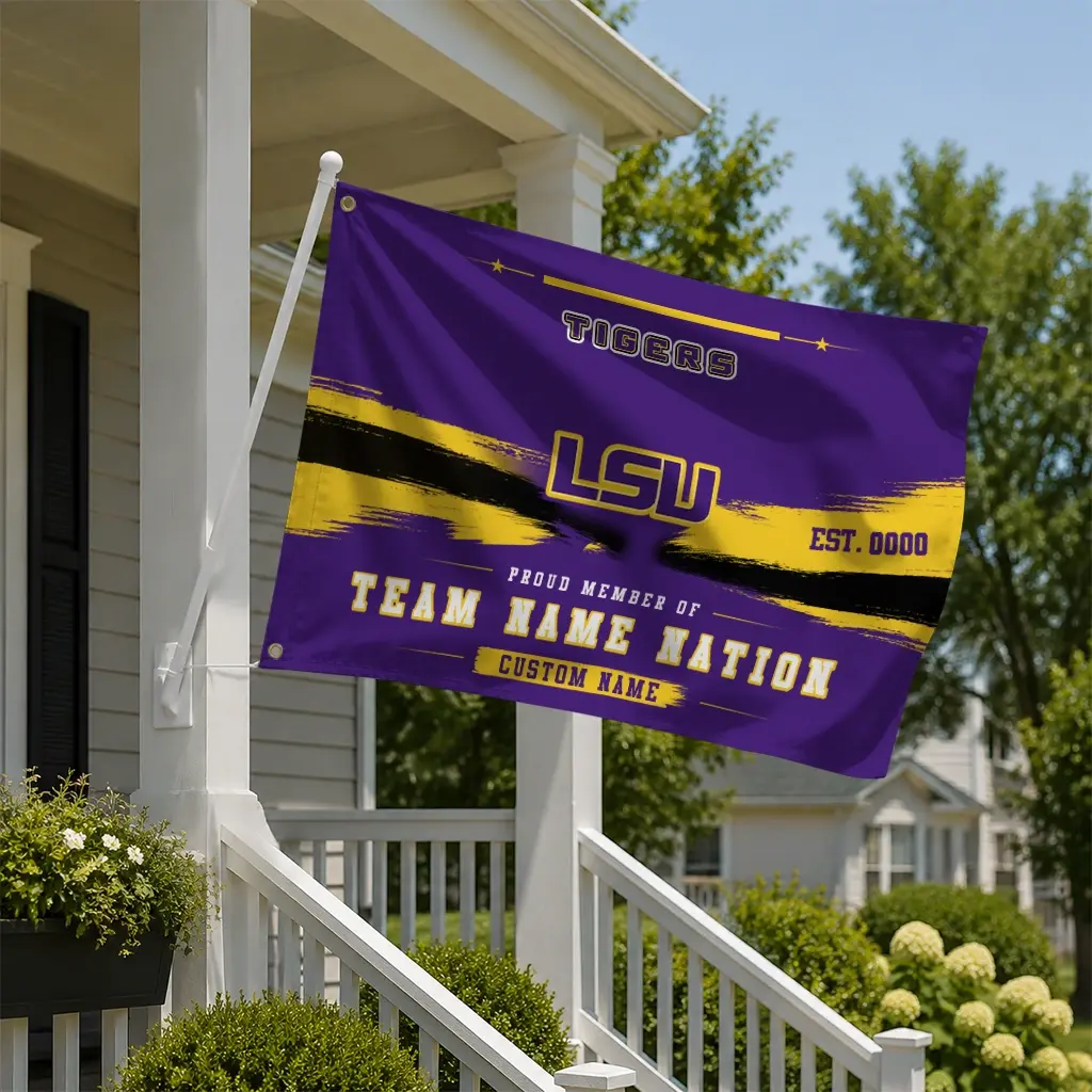 Lsu Tigers House Flag Customized Brushed Streaks Purple New Arrival Lsu Tigers House Flag Customized Brushed Streaks Purple New Arrival