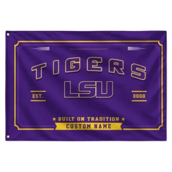 Lsu Tigers House Flag Customized Ornate Border Purple Best Selling