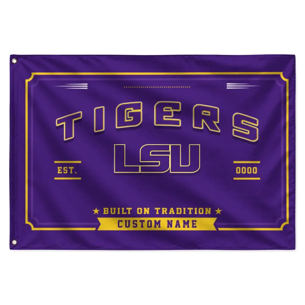 Lsu Tigers House Flag Customized Ornate Border Purple Best Selling Lsu Tigers House Flag Customized Ornate Border Purple Best Selling