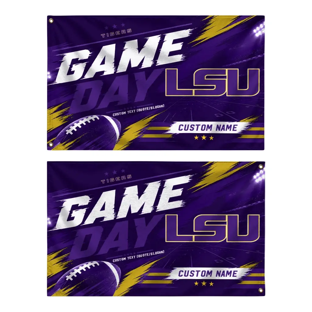 Lsu Tigers House Flag Personalized Action Streaks Purple Fashion Forward Lsu Tigers House Flag Personalized Action Streaks Purple Fashion Forward