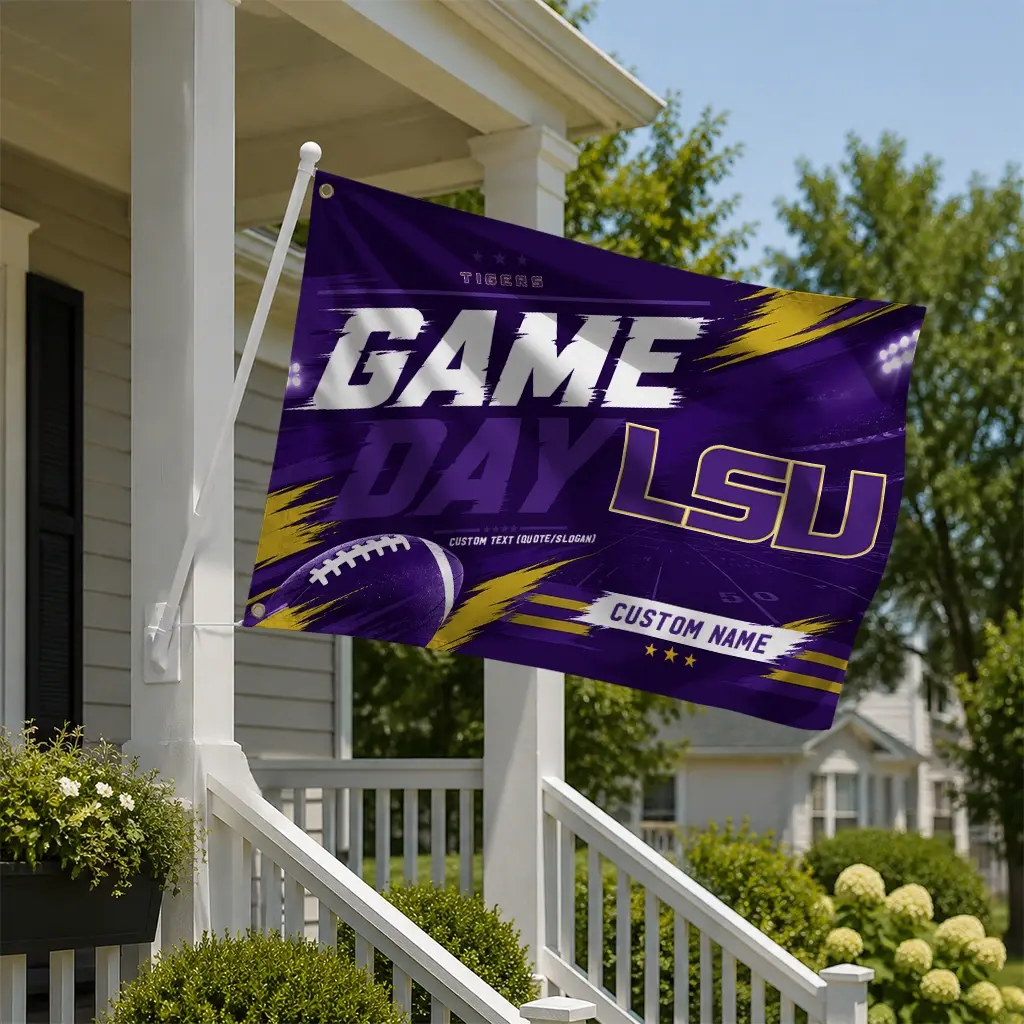 Lsu Tigers House Flag Personalized Action Streaks Purple New Arrival Lsu Tigers House Flag Personalized Action Streaks Purple New Arrival