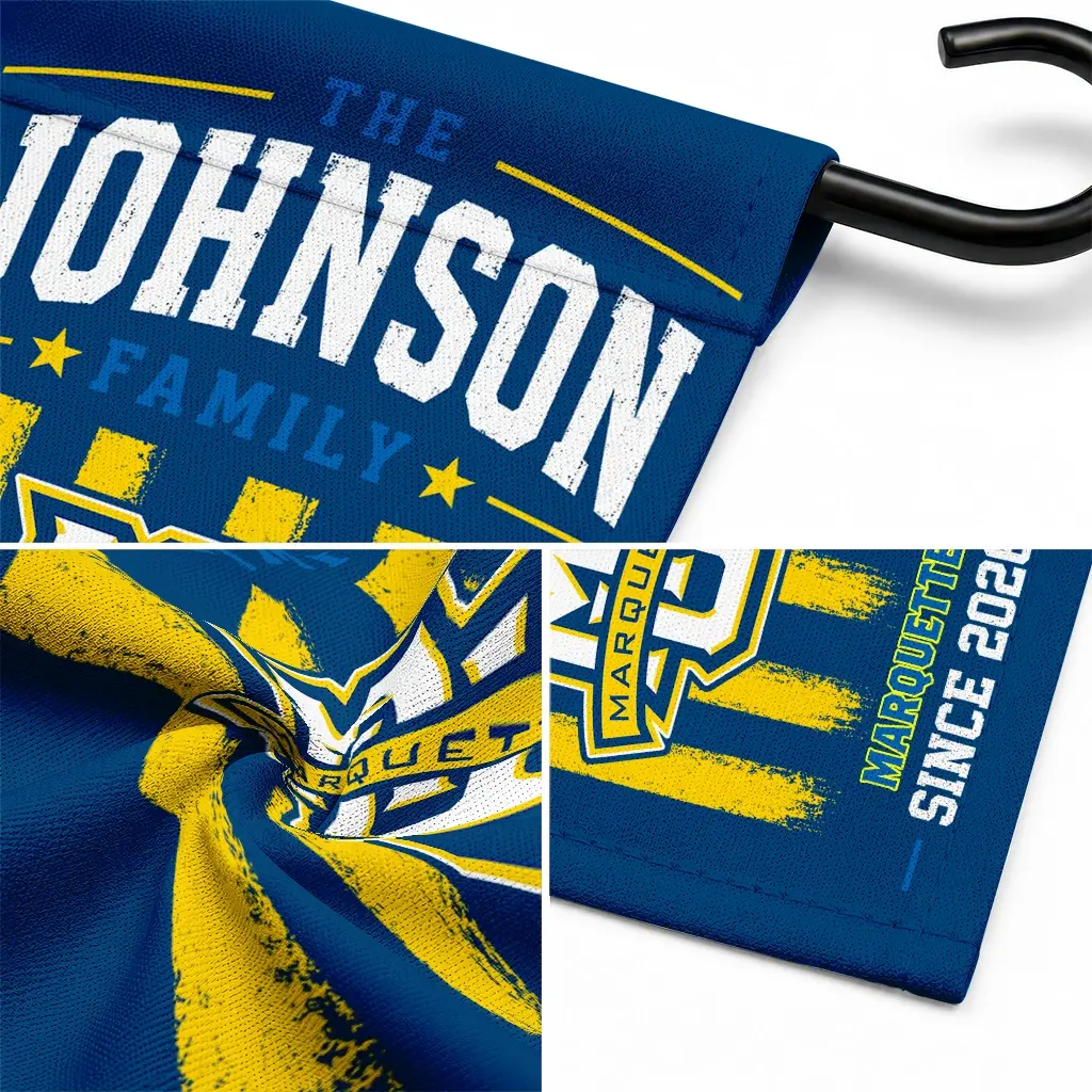 Marquette Golden Eagles Garden Flag Custom Distressed Stripes Blue Latest Model Marquette Golden Eagles Garden Flag Custom Distressed Stripes Blue Latest Model