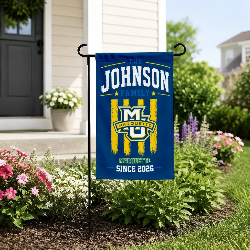 Marquette Golden Eagles Garden Flag Custom Distressed Stripes Blue New Arrival Marquette Golden Eagles Garden Flag Custom Distressed Stripes Blue New Arrival