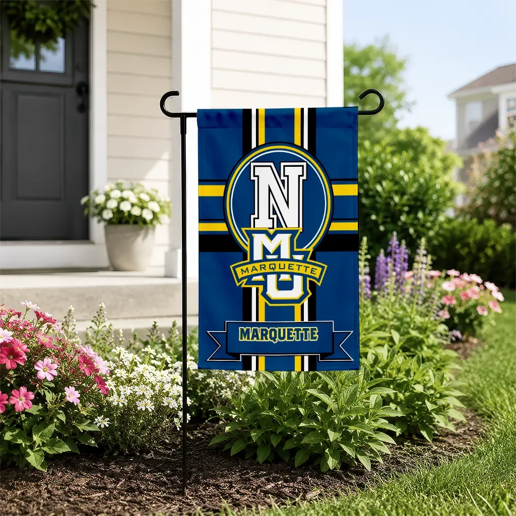 Marquette Golden Eagles Garden Flag Customized Circle Medallion Blue New Arrival Marquette Golden Eagles Garden Flag Customized Circle Medallion Blue New Arrival