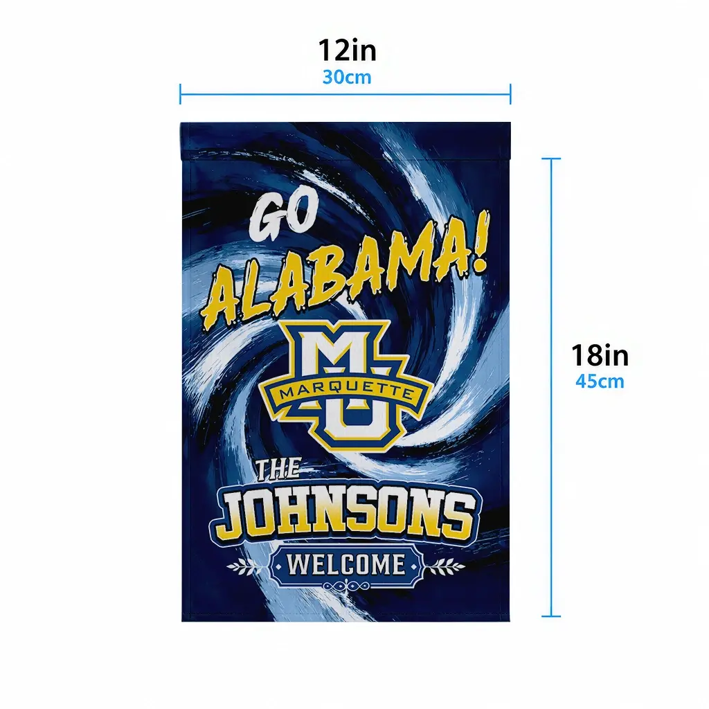 Marquette Golden Eagles Garden Flag Personalized Swirl Vortex Blue High Quality Marquette Golden Eagles Garden Flag Personalized Swirl Vortex Blue High Quality